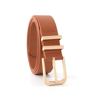 Cinturón <span class=keywords><strong>de</strong></span> Cuero Sólido <span class=keywords><strong>de</strong></span> 2.8cm <span class=keywords><strong>de</strong></span> Ancho con Hebilla Dorada para Jeans y Pantalones - Product Image 6