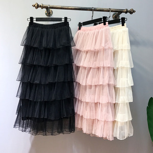 Gonna Lunga Donna <span class=keywords><strong>a</strong></span> <span class=keywords><strong>Vita</strong></span> <span class=keywords><strong>Alta</strong></span> con Balze, Maxi Gonna Casual da Donna Streetwear, <span class=keywords><strong>Gonne</strong></span> Tutu, Gonna <span class=keywords><strong>a</strong></span> Strati Colorata Estiva in Tulle Stile Ball Gown - Product Image 5