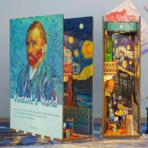 Tonecheer Vincent's World mão montada modelo ornamentos criativo aniversário presente de madeira 3D Diy livro recanto