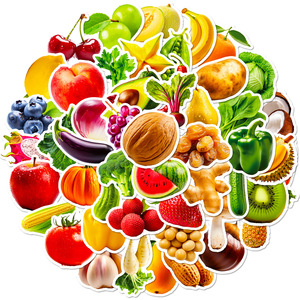 Pegatinas de Frutas y Verduras para Niños, Pegatinas Realistas para Aprender sobre Frutas y Vegetales, Juguete Educativo sobre la Naturaleza - Product Image 5