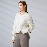 Pull en tricot à manches longues avec logo personnalisé, pull oversize pour femmes, pull en tricot d'hiver, pull en tricot torsadé pour femmes