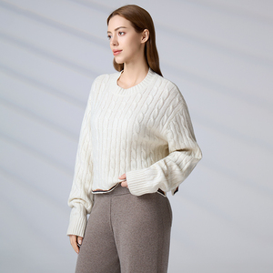 Custom LOGO Long Sleeve Knitwear Ladies Oversized <b>Jumper</b> Winter Knitted Top Women Cable <b>Pullover</b> Sweater - Product Image 5