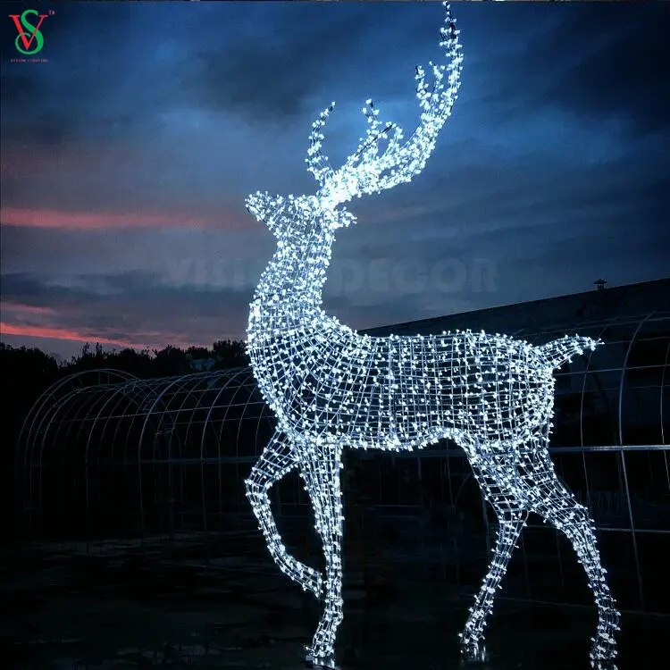 Lampu Dekorasi Luar Ruangan Besar CE/ROHS Dekorasi Natal Putih 3D Lampu Motif Rusa Kutub