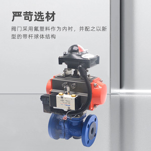 Q641F46 Pneumatic Ball Valve Flanged Plastic Ball PTFE <b>Sealing</b> Chemical Liquid Normal Temperature General Use - Product Image 3