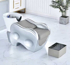 Lit de lavage semi-allongé pour salon de coiffure, avec fonction de rinçage et de massage, en fibre de verre, modèle Internet Hamous - Product Image 2