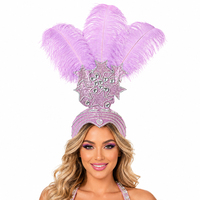 Coiffe de carnaval en plumes d'autruche avec étoiles scintillantes et strass, bandeau réglable pour fête d'Halloween