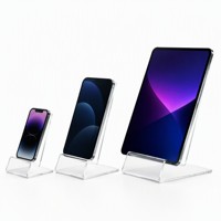 Support de téléphone YXM personnalisé avec logo, en acrylique massif moderne, léger (16g), pour téléphones de 4 à 8 pouces, surface transparente polie, support de bureau universel