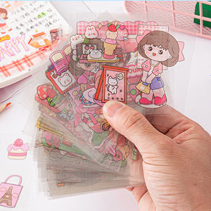 Mignon Kawaii fille autocollants Pack 100 feuilles PET mignon décoration Scrapbook fournitures autocollant main grand livre matériel bande ensemble autocollants - Product Image 5