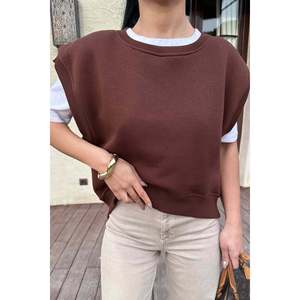 Sudadera sin mangas para mujer, color marrón, estilo Alice, con bordado de seda, top corto con capucha y cremallera, estampado de camuflaje, talla única. - Product Image 4