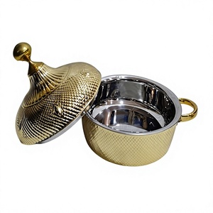 Newest Design Hot Pot Stainless Steel Hammered Gold Polished Hot Pot With Handles For Kitchen Accessories - Product Image 1