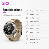 Jam Tangan Pintar 1.43 Inci AMOLED 466 X 466 GPS Kompas Altimeter 3ATM Penjawab Panggilan Senter 530mAh OEM ODM Grosir Jam Tangan Pintar