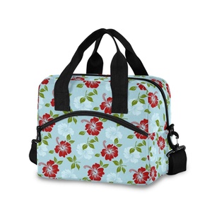 Hawaiian Hibiscus Flower Reusable Insulated <b>Lunch</b> <b>Bag</b> Custom Print Logo Aloha Beach Insulated Cooler <b>Lunch</b> <b>Tote</b> for Women - Product Image 1