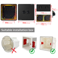 Interruptor de Pared Retro de Acero Inoxidable Negro Mate Vintage, Interruptor de Palanca de 2 Vías IP20 16A, Enchufe USB Tipo C Francés para la UE, 220V