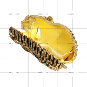 กระเป๋าคลัทช์แฟชั่นรูปเสือของผู้หญิงพร้อมกระเป๋าถือประดับพลอยเทียมเป็นประกายสำหรับงานปาร์ตี้และกระเป๋าราตรี - Product Image 6