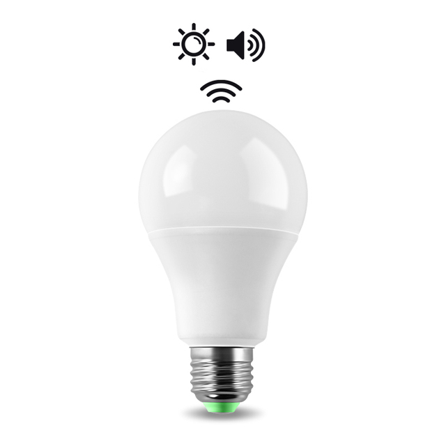 Factory Hot Selling 5w 7w 9w 12w Human Body Sensor Smart Lamp Bulb E27 Sound radar Light Control Led Induction Bulb Light