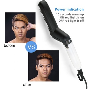 Electric Ceramic <strong>Beard</strong> Straightening Brush Comb Iron Hair <strong>Straightener</strong> for Men - Product Image 3