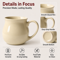 Mug en céramique personnalisé avec logo OEM, grande capacité, forme ventrue, vente en gros, tasse à café émaillée pour thé au lait