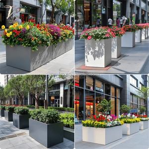 Jardinière en fibre de verre moderne, grande, durable, avec revêtement PE, pour jardin extérieur, maison, parc, plantation - Product Image 5