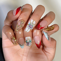 Ongles artificiels de luxe en acrylique sur mesure, style français, couvrance totale, certifiés CE, vente en gros, faits à la main, de haute qualité