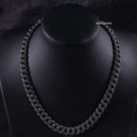 Panthère noire avec Moissanite noire Cied Out 9mm-13mm chaîne à maillons cubains pour bijoux Hiphop plaqué or