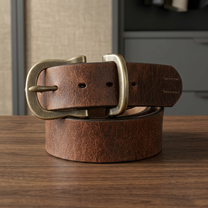 Ceinture en cuir de vachette pleine fleur carrée style fête, avec boucle en acier, imperméable, robuste et écologique, modèle NA291 de BS INTERNATIONAL – Vente en gros - Product Image 1