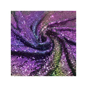 FC019 Beautiful Spray Paint rainbow black Chainmail Fabric Metallic Sequins Wholesale For Bags Clothes