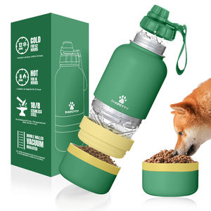 Dalam stok 32oz kapasitas besar 3-In-1 mangkuk botol air anjing portabel wadah makanan & air baja tahan karat untuk perjalanan - Product Image 2