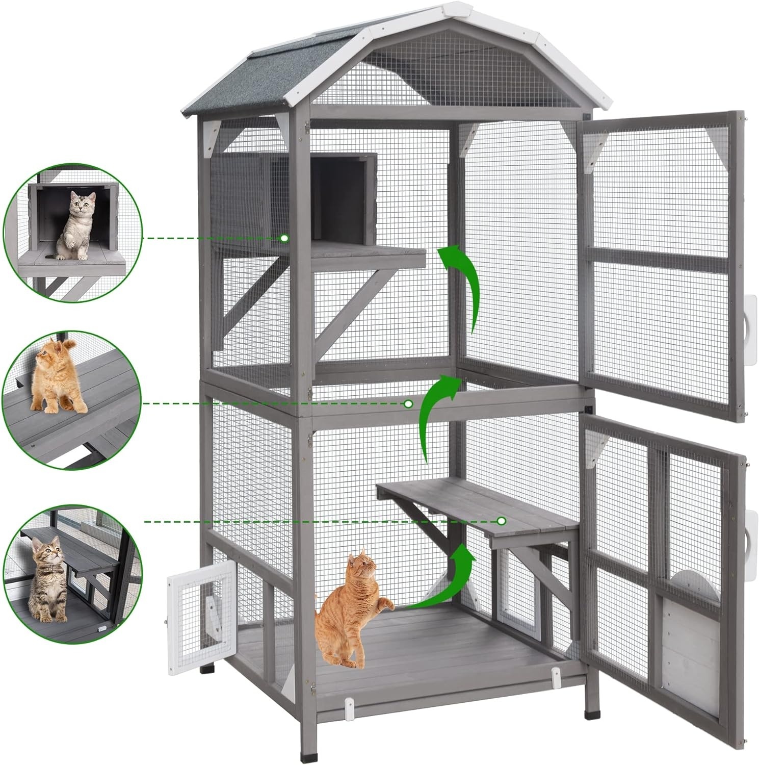 犬小屋 屋外キャティオ囲い 犬小屋 室内子猫ケージ 取り外し可能な窓