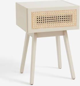 Mesita de noche de madera industrial, mesita de noche tejida de ratán con 2 cajones, muebles de calidad superior, producto a granel hecho a mano - Product Image 3