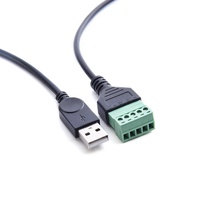 USB 2.0 Stecker-Buchse 5-Pin Terminal Adapter Schwarz Kupfer Lötfreier Schraubstecker Konverter Verlängerungskabel Anschluss Zubehör