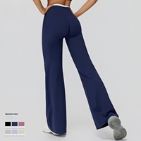 Couleur contrastée Confortable Fitness Pantalon à jambes larges Taille haute Butt Lifting Leggings de musculation à haute élasticité