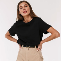 Camiseta de Punto Estilo Europeo, Transpirable, Ligera, de Color Sólido, Cuello Redondo, Camisetas Casuales para Mujer