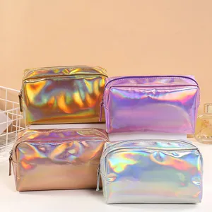 Hot Koop Kleurrijke Holografische Makeup Bag Waterdichte Laser Glanzende Schoonheid Cosmetische Tas Voor Dames Toilettas Wassen Pouch