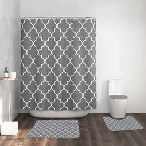Simple Lantern Pattern Printing Bathroom Toilet Sets <b>Shower</b> Curtain Mats Carpet Home Textile Sets Rideau De <b>Douche</b> - Product Image 2