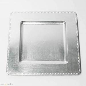 Plaques de chargeur d'or texturisées en bois carrées en métal pour décoratif à la maison - Product Image 3