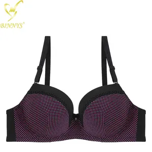 BINNYS Bra Besar Motif Bunga Wanita, BH Cetak Bunga Merah Tua Ukuran Plus 36D Bralette Bermotif