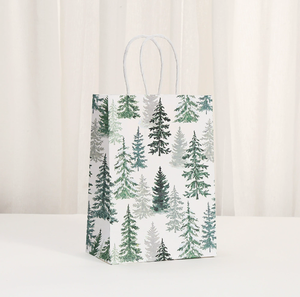Wholesale winter forest Christmas gift packaging bag holiday gift bag handbag <b>pinecone</b> reindeer wreath kraft paper bag - Product Image 5