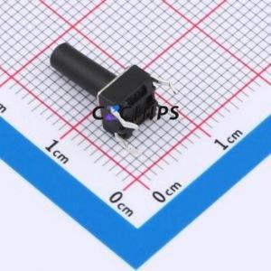 TSA06131-130B332BA Tactile Switch Through hole-4P,6.1x6.1mm Switch Single Pole Single Throw Round Button 1.8N 6.1mm - Product Image 2