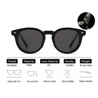 Lunettes de soleil polarisées rétro en gros Tr90 UV400 2026 Lunettes de soleil de qualité supérieure pour hommes Lunettes de soleil rondes
