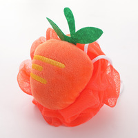 40G Petites formes de fruits vibrants Matériau doux et sûr Pouf de bain en maille Éponge de douche pour enfants avec dessin animé