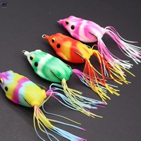 Leurre grenouille en silicone ultra souple de 2,4 pouces, 12g, 6 couleurs, avec hameçons barbelés et jupe en caoutchouc, pour la pêche en surface aux poissons-serpents