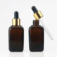 Flacon compte-gouttes carré en verre ambré personnalisé de 10 ml, 20 ml, 30 ml, 50 ml, 100 ml pour huiles essentielles et sérums de soin de la peau avec bouchon à vis