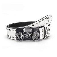 Ceinture personnalisable en alliage style punk hip-hop pour homme avec boucle tête de mort, ceinture décontractée personnalisée pour pantalon SONGQI 105cm 2-4cm en stock