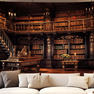 Nuovo Design gotico scuro libro d'arte medievale accademico retrò biblioteca sfondo libreria arazzo per studio in aula - Product Image 4