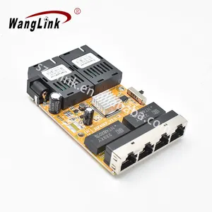 Wanglink-interruptor de circuito impreso para FTTH FTTB, conmutador Poe reversible de 4 puertos, con 2 puertos de fibra SC, 20KM