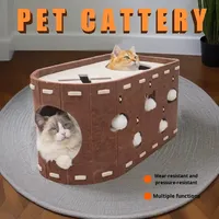 Maison pour chat en feutre double couche avec griffoir intégré, résistante à l'usure et anti-déchirure, lit pour animaux de compagnie
