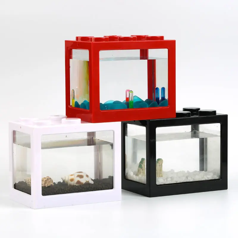 Mini Aquarium Betta Fish Tank Với USB LED Chiếu Sáng Nhỏ Aquarium Văn Phòng Xem Trong Suốt Acrylic Fish Tank