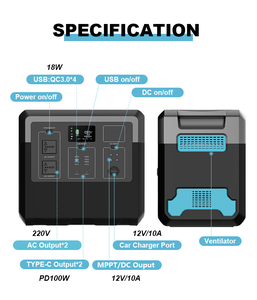 Hệ Thống Năng Lượng Pin Lifepo4 Ngoài Trời Cắm Trại Dự Phòng Sạc 1500W 2400W Trạm Năng Lượng Mặt Trời Di Động - Product Image 4