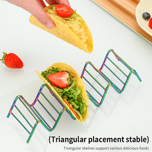 Soporte de Metal Personalizado en Forma de Ola para <span class=keywords><strong>Comida</strong></span> <span class=keywords><strong>Mexicana</strong></span>, Soporte de Acero Inoxidable Dorado 201 para Tacos - Product Image 4