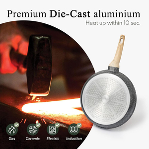 Modern Eco-Friendly Non-Stick Forged Aluminum Fry <b>Pan</b> with Bakelite Handle Glass Cover for Gas and Induction Cookers - Product Image 4